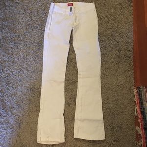 White Low Rise Flare Dickies Pants
